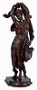 A. Carrier, bronze figure of a young woman in a flowing dress with sash, red- bronze patinated surface, and fixed to a signed, molded base, c1900