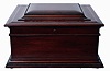 Regina Musical Box Co., Rahway, N.J., 15" Music Box with 31 discs, mahogany case with rope molded cavetto and astragal base, stepped, molded lid with bead molding, inside of lid with music themed lithograph, serial # 39128, c1900, and with instructions for operating, a pamphlet on repairing music boxes, and one on the origins and development of the music box