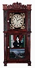 Asa Munger & Co., Auburn, New York, 8 days, time and strike, weight driven brass movement column and carved splat shelf clock, c1832