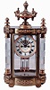 Ansonia Clock Co., New York, NY, "Jupiter" crystal regulator mantel clock with visible escapement, 8 days, spring driven, time and half hour strike movement, c1914.