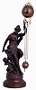Ansonia Clock Co., New York, NY, "Fortuna Ball Swing" cast spelter, 8 days, time only swinging arm mantel clock, c1906