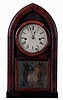 Chauncey Jerome, New Haven, Conn., 8 days, time and strike, spring driven brass fusee movement round gothic or beehive shelf clock, c1848