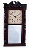 Riley Whiting, Winchester, Conn., carved column and splat shelf clock in a mahogany veneered case with a weight driven, 30 hours, time and strike wood movement, c1830.