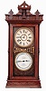 Ithaca Calendar Clock Co., Ithaca, NY, "Chronometer", 8 days, time and strike, spring driven brass movement double dial calendar clock, c1880