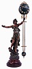 French, Striking Swinging Arm clock, the "mysterious" slow swinging arm suspended from the outstretched arm of patinated spelter statue of Diane, c1890, with restorations.