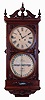 Ithaca Calendar Clock Co., Ithaca, NY, "Regulator No. 1" or "Hanging Bank", 8 days, double weight brass movement double dial calendar clock, c1872 Case is stamped 1457 and 1872