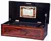 M.J. Paillard, New York, importer of Swiss "Sublime Harmonie" inlaid rosewood double-comb 6 tune music box, c1880