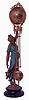 Ansonia Clock Co., New York, NY, "HUNTRESS" swinging arm novelty timepiece, ball style, c,1895 on later patinated metal statue