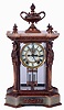 Ansonia Clock Co., New York, NY, "Commodore", 8 days, time and strike spring driven brass movement Onyx top and bottom crystal regulator shelf clock, c1905