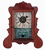 Terhune and Edwards, New York, 30 hours, time and alarm, spring driven brass movement lyre front shelf clock, c1855