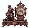 Ansonia Clock Co., New York, NY, "Bard" figure clock with a visible escapement on an 8 days, spring driven, time and strike movement, c1894.