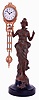Junghans "Diana" swinger, patinated spelter figure standing on a turned, ebonized base and holding the clock with her right hand, gilt clock/ pendulum with Arabic numeral Canadian white enamel dial, 8 days timepiece movement, c1930