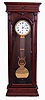 Jeweler's standing regulator, 8 days, time only, brass weight driven Swiss movement with pinwheel escapement, gridiron pendulum, center sweep seconds and white enamel dial in a walnut and burled walnut case, c1880