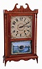 American, 30 hour, time and strike, weight wood movement in curly maple pillar & scroll case.