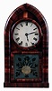 Brewster & Ingrahams, Bristol, Conn., 8 days, time and strike, spring driven brass and iron back plate Kirk's Patent movement round gothic or beehive clock, c1845