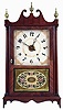 E. Terry & Sons, Plymouth, Conn., 30 hours, time and strike, weight driven wood movement with rare "window shade" alarm pillar & scroll shelf clock, c1830