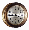 Chelsea Clock Co., Boston, Mass., for U.S. Maritime Administration, brass 5" dial, 8 days, time only marine clock #688336, screw bezel, center sweep seconds, c1960