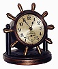 Chelsea Clock Co., Boston, Mass., "Clinton" bronze, 8 days, time only swivel head yacht wheel desk clock, 2 3/4" dial, c1930