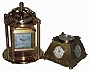 Clocks- 2 (Two) Angelus with weather stations, lacquered brass and beveled glass, 8 days, 15 jewel with thermometer, barometer and hygrometer, one with top compass; mid 20th century