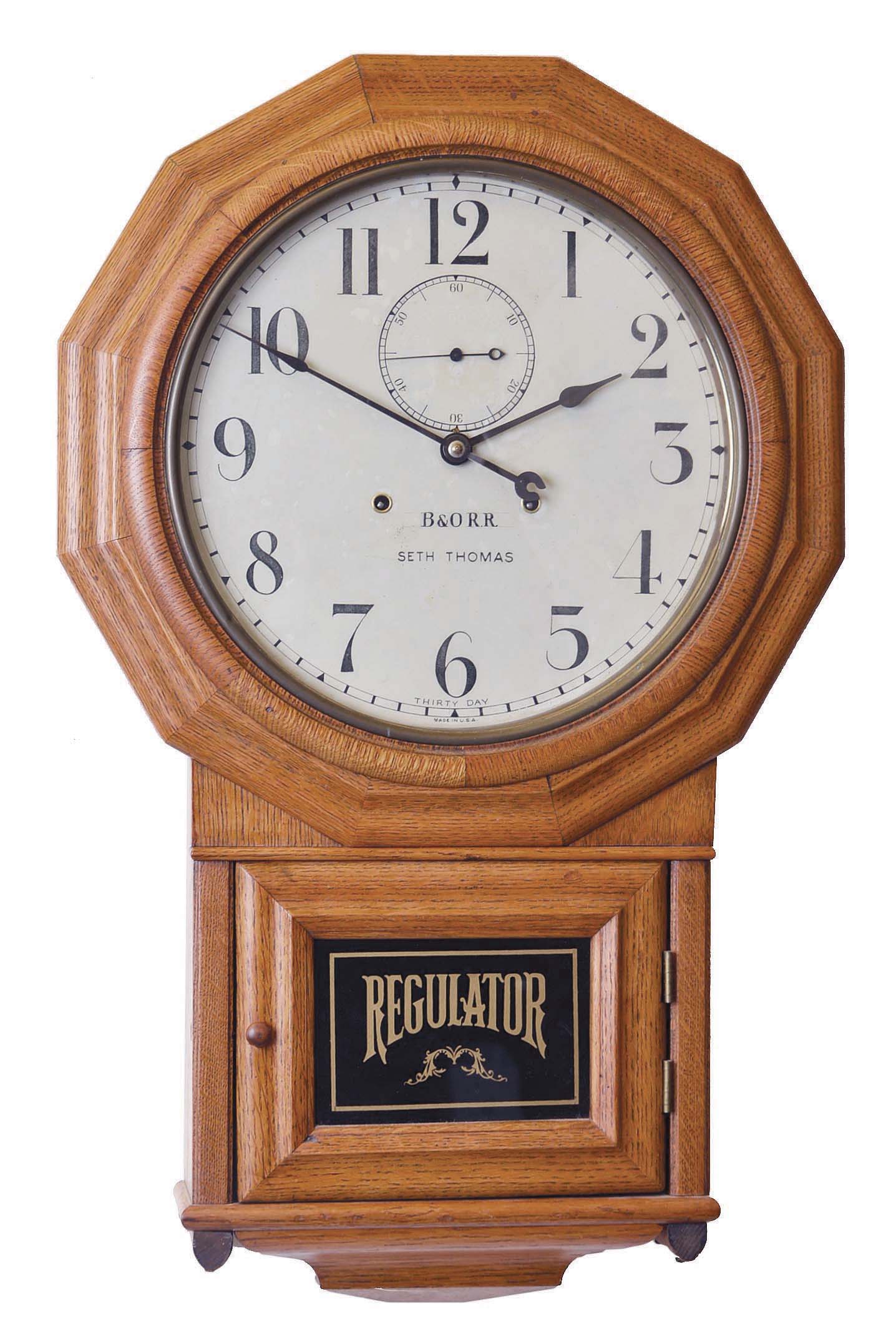 Seth Thomas Clock Co., Thomaston, Conn., Modified Regulator No. 3 wall clock. — Antique Clocks Price Guide