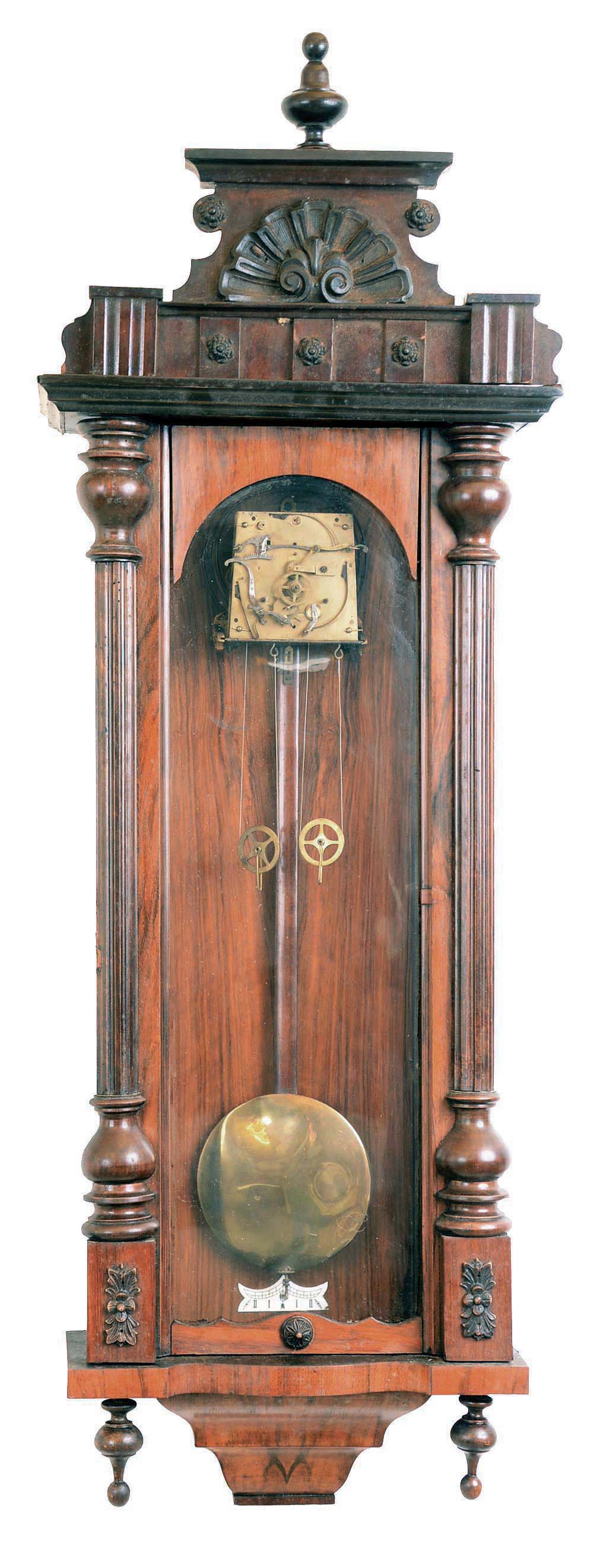Clocks- 2 (Two) German Gustav Becker walnut 8 day 2 weight Vienna regulator wall clocks, #1365171 and #2262724; late 19th and early 20th centuries — Antique Clocks Price Guide