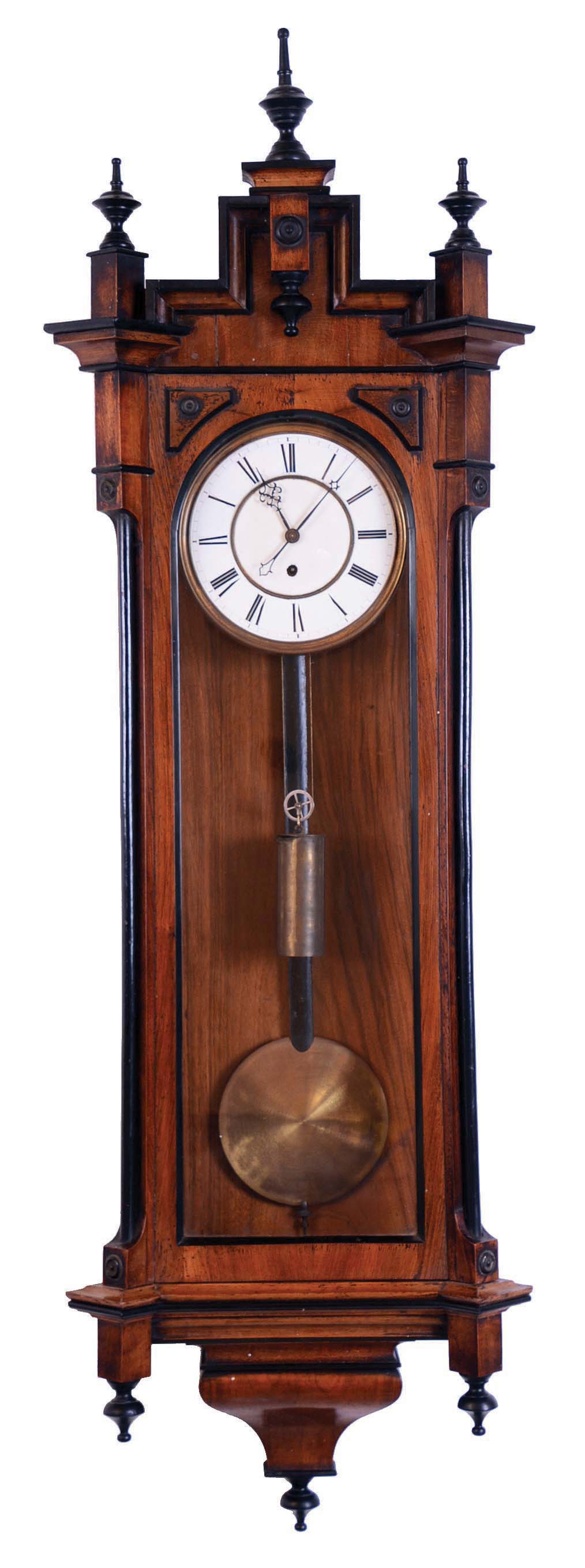 German walnut 8 day 1weight time only Vienna regulator — Antique Clocks Price Guide