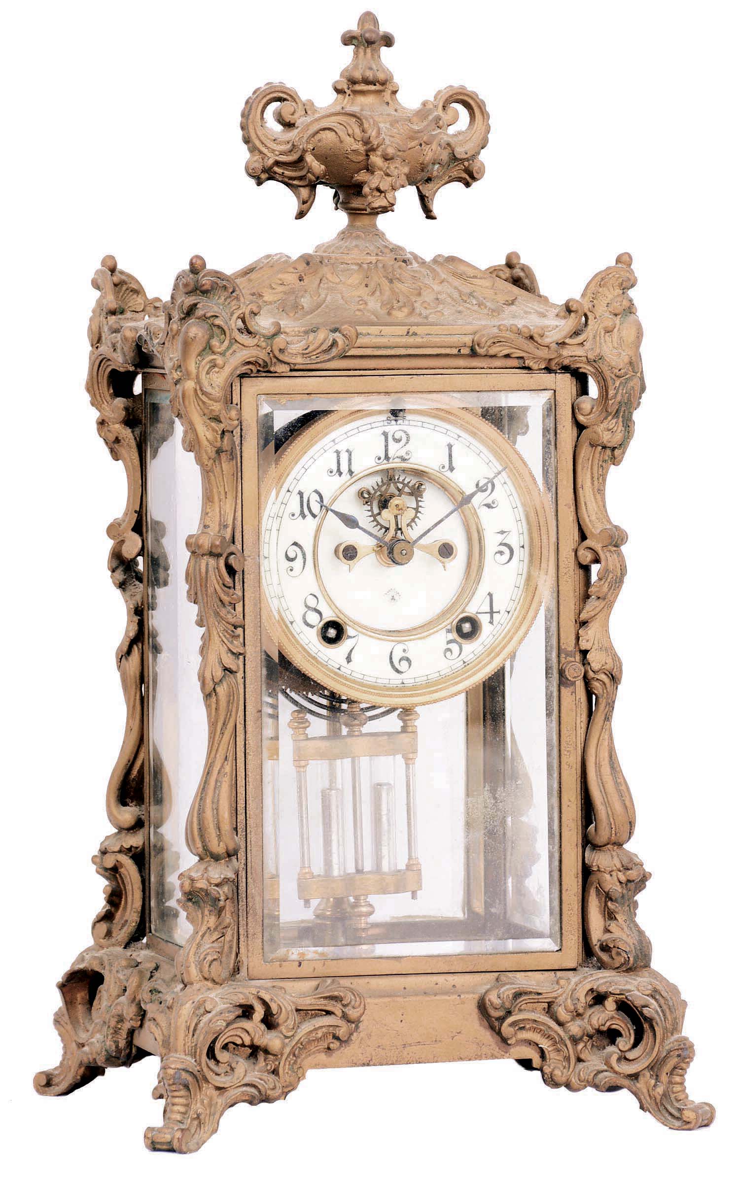 E. N. Welch Mfg. Co., Forestville, Conn., "Khedive", 8 day, time and strike, spring brass with Patti"-style movement shelf clock in a mahogany case. — Antique Clocks Price Guide