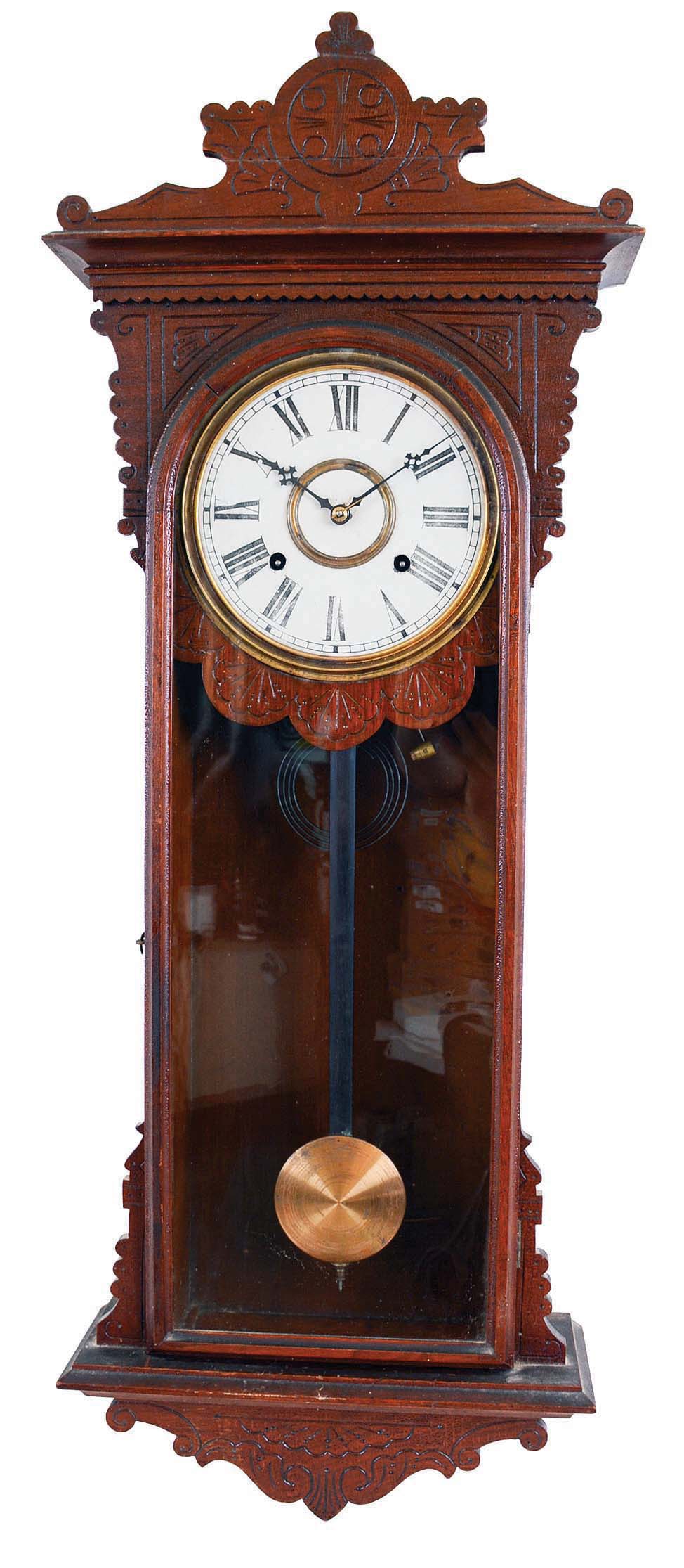 E. N. Welch Mfg. Co., Forestville, Conn., "Sembrich", 8 day, time and strike spring brass movement wall clock. — Antique Clocks Price Guide