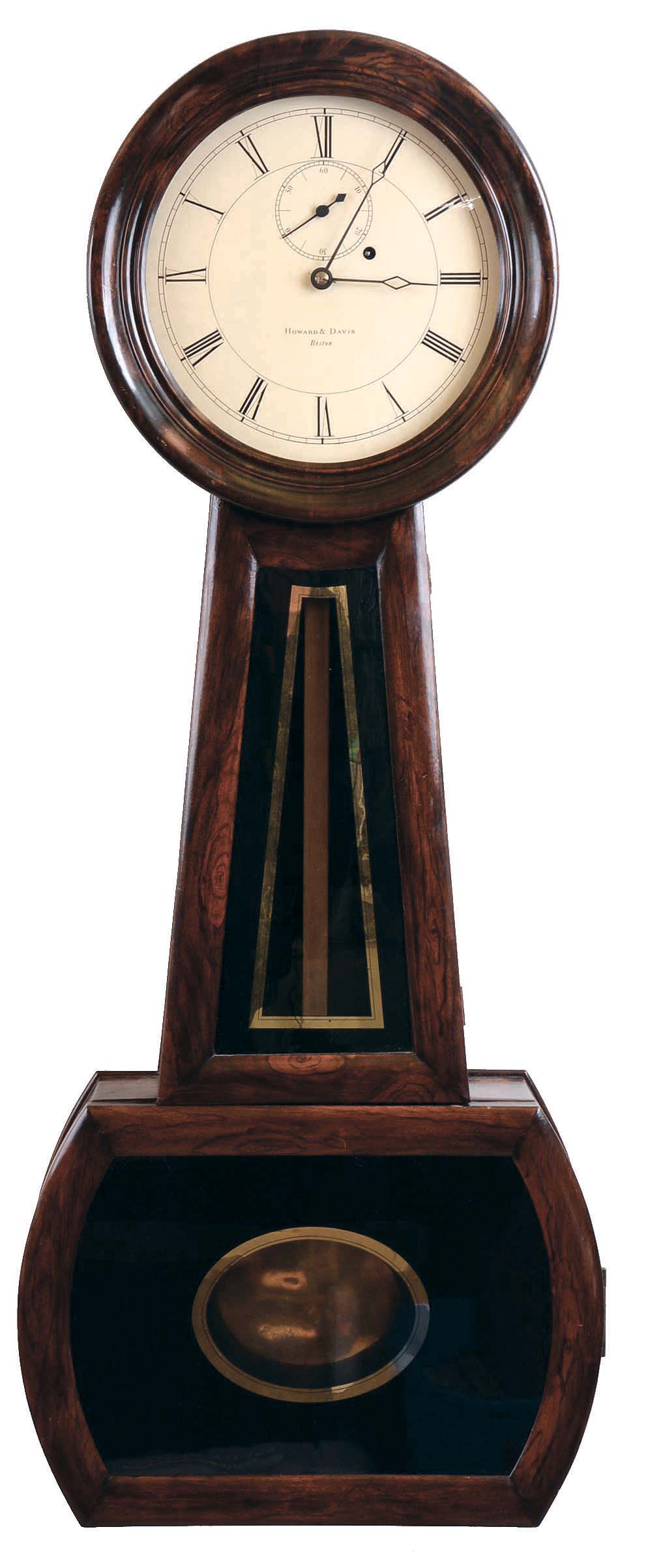 Howard & Davis, Boston, Mass., No. 1 size banjo (largest) , with seconds beating pendulum, seconds hand and maintaining power, with restorations. — Antique Clocks Price Guide