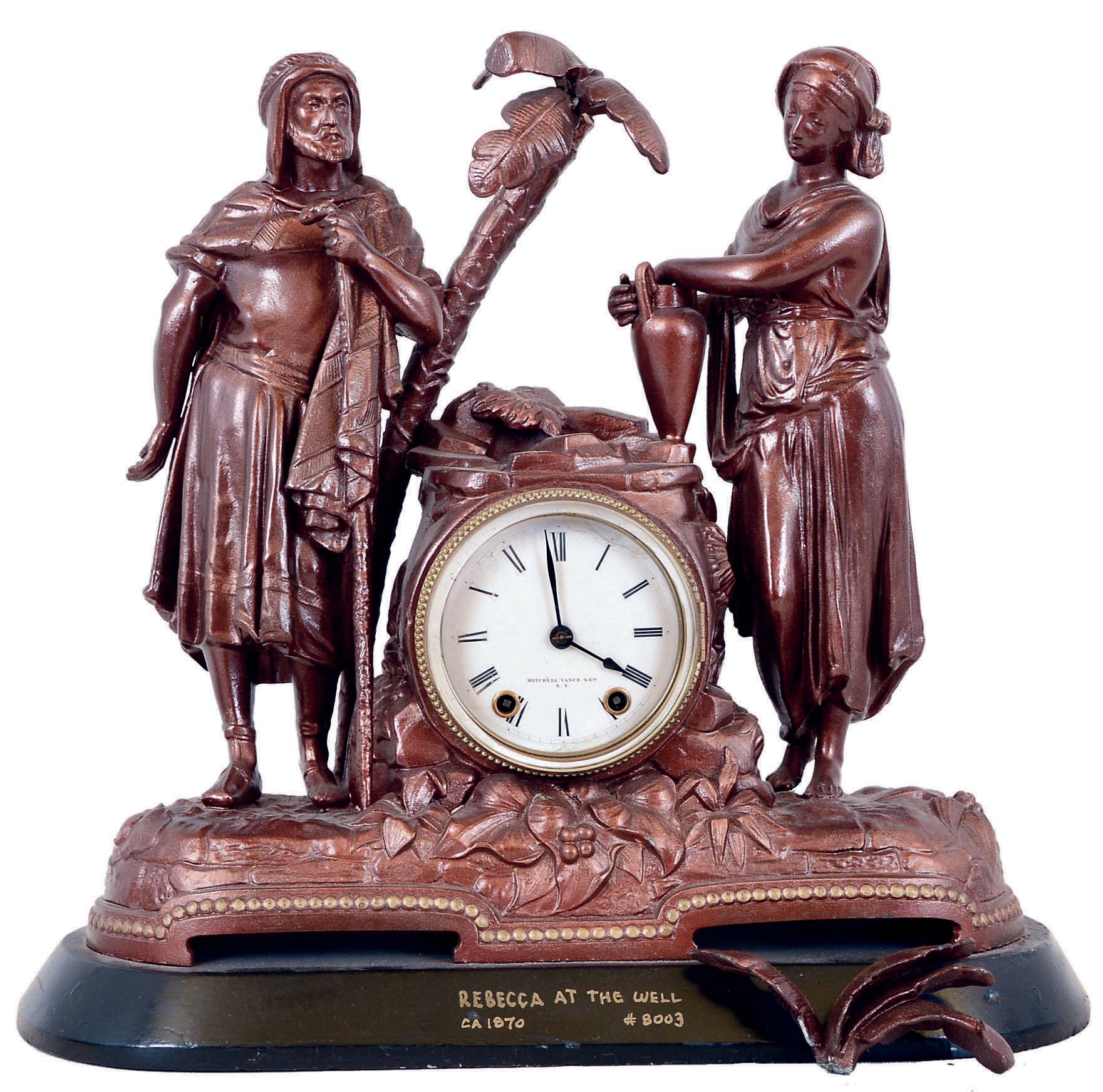 Seth Thomas Sons & Co., New York, "Rebecca at the Well" 8 days, time and strike, figural mantel clock, c1870 — Antique Clocks Price Guide