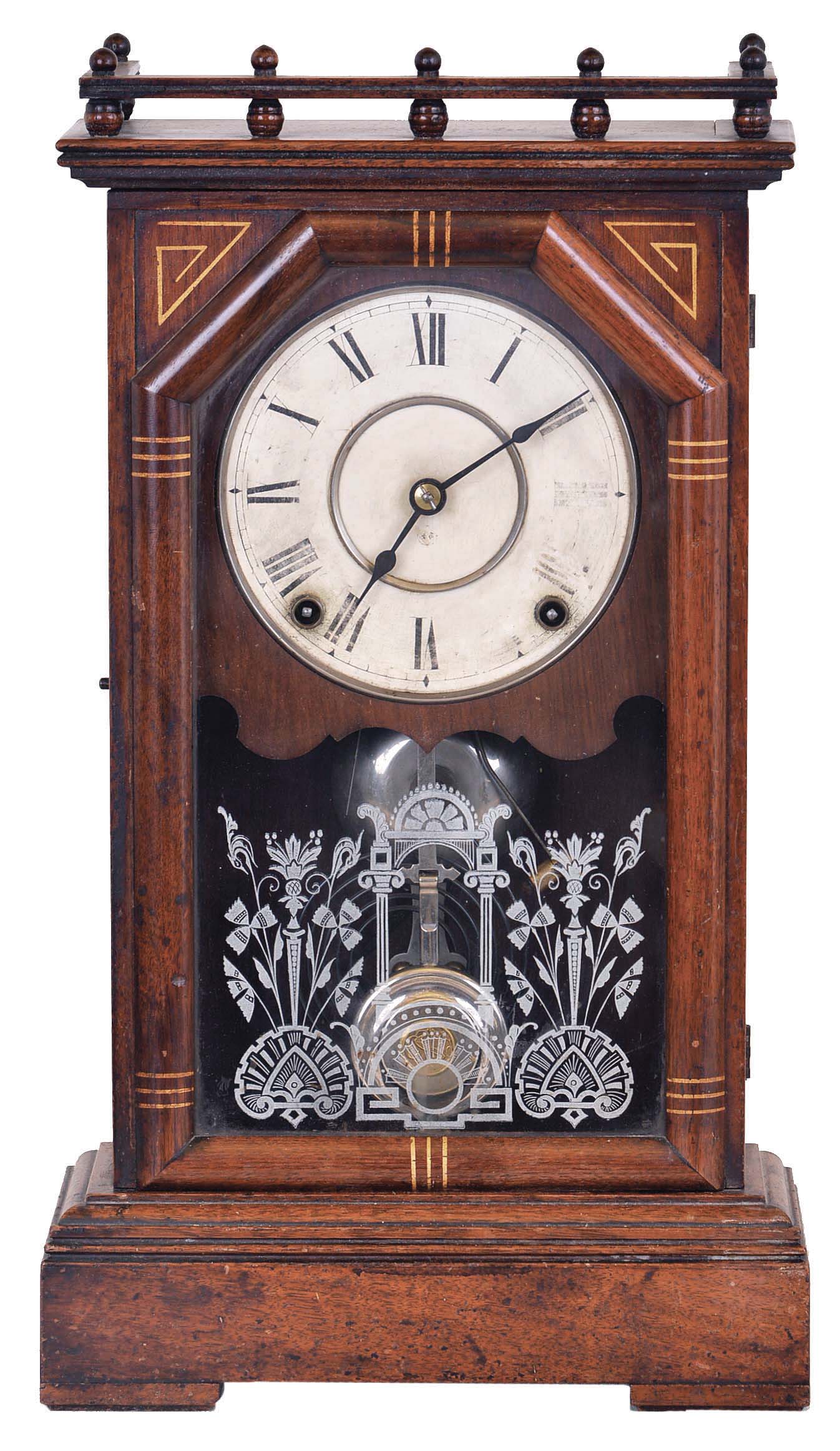 Seth Thomas Clock Co., Thomaston, Conn., 8 day "Omaha" model city series shelf clock. — Antique Clocks Price Guide