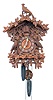 Cuckoo Clock, German Black Forest, large carved walnut 30 hour with oversize cuckoo, case "305" very similar to example shown in Appendix A, Beha catalogue, of Justin Miller book, No. 608. Three bellows provide cuckoo song counting on the hours, quail song on the half hours. c1880