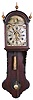 Dutch Staartklok or Friesland 30 hour one weight time, strike and alarm stained wood hooded wall clock , c1860