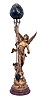 French, large swinger, or mystery swinging cast spelter timepiece, the statue of "LE PROGRES" after the original by Bruchon, a winged male.