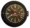 Chelsea Clock Co., Boston, Mass., U.S. Government phenolic hinged bezel 8 day time only marine clock, 5" black dial, #701578, "12E 1966" on back plate.