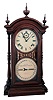 Seth Thomas Clock Co., Thomaston, Conn., for Southern Calendar Clock Co., St. Louis, MO. "Fashion No. 5", 8 days, time and strike spring brass movement double dial calendar shelf clock.
