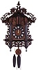 Germany Black Forest; 30 hours, time and strike weight brass movement three horn trumpeter wall clock.