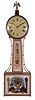 Vermont attribution, 8 day, brass weight movement patent or banjo timepiece with old and new parts. Dial is stamped: "Warrented by Curtis & Dunning, Burlington, VT".