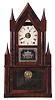 Terry & Andrews, Bristol, Conn., 8 days, time and strike spring brass movement steeple on frame or steeple on steeple shelf clock.