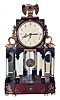 Austria, large neoclassical mantel clock, the mirrored portico base with parquet floor, alabaster columns, and with gilt bronze mounts, with square upper case with flanking dolphins containing the clock, and surmounted by a gilt eagle, Arabic numeral white enamel dial with date indication, very elaborate pierced and engraved gilt hands, two day brass, grand sonnerie striking movement, sounding the hours and quarters on bells, with repousse Helios mask pendulum