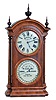 Seth Thomas Clock Co., Thomaston, Conn., "Fashion No. 2", 8 day, time and strike spring driven brass movement double dial calendar clock in a walnut case,