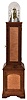 Donald Schaefer reproduction single train, 15 day duration, brass weight driven skeleton clock under dome on walnut cabinet with tiger maple panels.