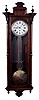 L.L. Hurst, Denver, Colorado, jeweler's regulator wall clock, a period French-made pinwheel escapement 8 day, time only, brass weight driven movement with sweep seconds and a gridiron lyre pendulum in a bird's eye mahogany case. Signed " No. 2" and dated on back and labeled on inside by maker, 1976