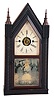 Forestville Mfg. Co., J.C. Brown, Bristol, Conn., 8 day, time, strike and alarm fusee-spring brass movement sharp Gothic or "steeple" clock.