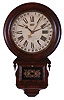 Ansonia Brass and Copper Co., Ansonia, Conn., "Drop Extra Calendar" wall clock with a spring driven 8 day time, strike movement with William A. Terry's patent calendar in a rosewood veneered case.