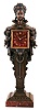 French, Blot & Drouard, Paris, 8 day, time and strike spring brass movement spelter case with a bronze finish figural mantel clock. Red marble dial reads "Exposition Universalle 1878, Paris".