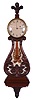 Massachusetts, 8 day, weight brass movement Lyre banjo timepiece. This timepiece is numbered "10". There is another example in this auction numbered "15" that was made by James G. Conlon of Boston. The dial is not signed so we cannot with confidence attribute to him, but it is a probability.