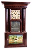 E. & G.W. Bartholomew, Bristol, Conn., 30 hour, time and strike weight wood movement hollow column shelf clock.