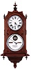 Ithaca Calendar Clock Co., Ithaca, NY, "Hanging Cottage No. 7" wall hanging clock with a spring driven 8 day time and strike movement with a perpetual calendar mechanism in a walnut case.