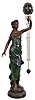 Figural swinger, extremely large and heavy cast in brass, 8 days, time only, spring driven period movement in a 48in long swinging arm mounted on a reproduction brass female figure resting on a circular base